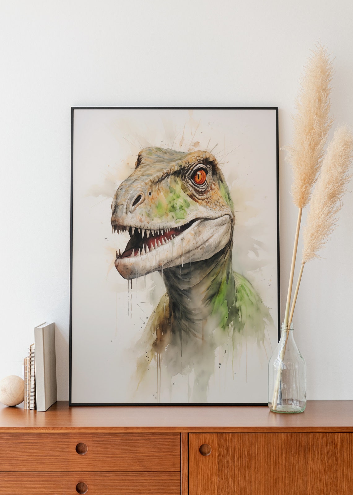 Tyrannosaurus Rex Head Watercolor Prehistoric Dinosaur Poster - Image 3