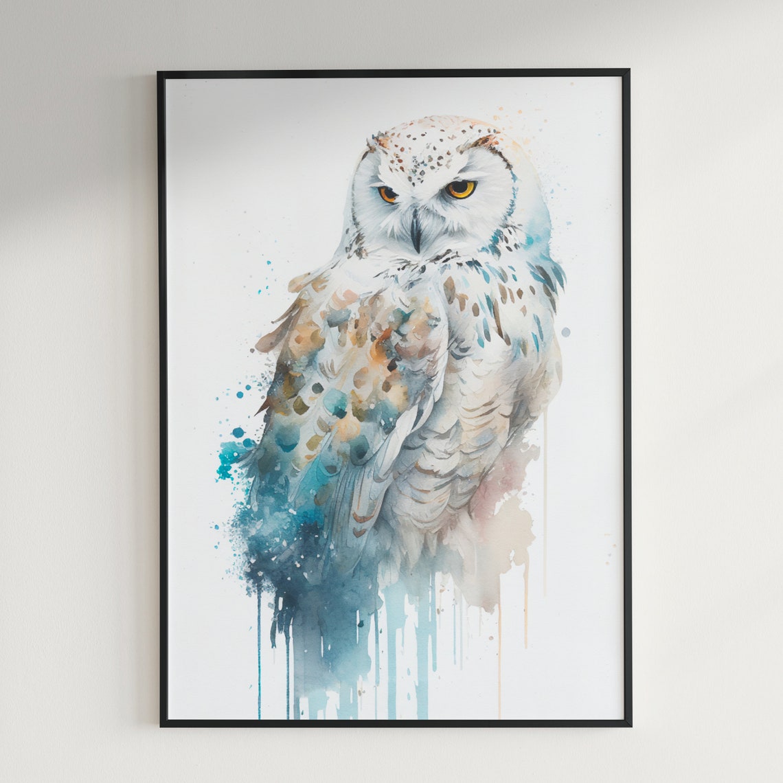 Snowy Owl Wall Art Watercolor Snowy Owl Wall Decor Airbnb Wall Art Watercolor Bird Nursery Wall Decor Animal Art Airbnb Centerpiece Bird Art - Image 2