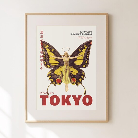 Tokyo 1977 Butterfly Woman Vintage Japanese Exhibition Classic Art Poster