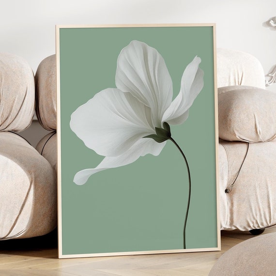 Wall Mural Living Room Nature Botanical Art Green Minimalist Flower Stylish Design Elegant Decoration Bedroom Hallway Office