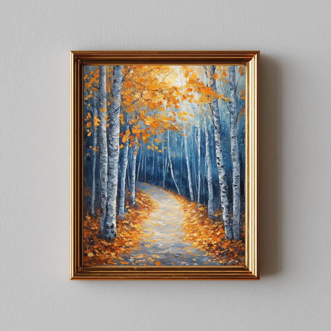 Autumn Birch Forest Trail - Rustic Fall Art Print