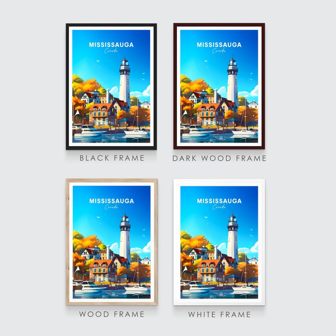 Mississauga Canada Lighthouse Day Harbor Boats Autumn Poster - Image 3