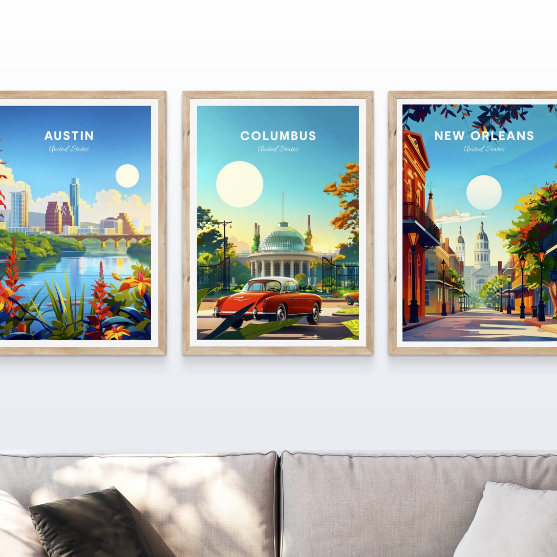 Columbus Classic Red Car Glass Dome Garden Vintage Travel Poster - Image 4