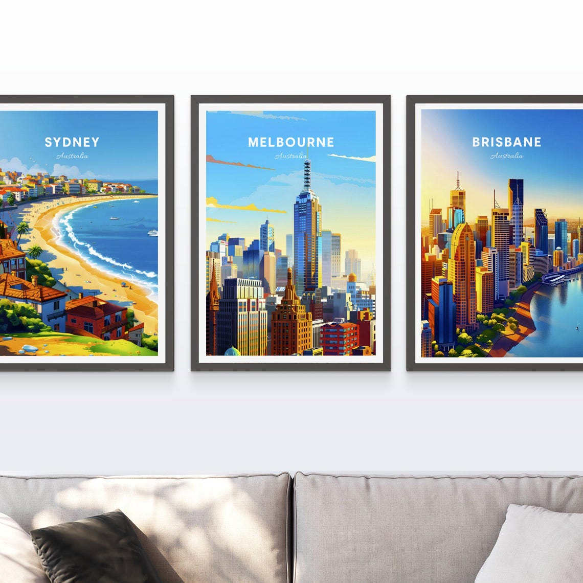 Melbourne Australia Daytime Skyline Skyscrapers Blue Sky Poster - Image 3