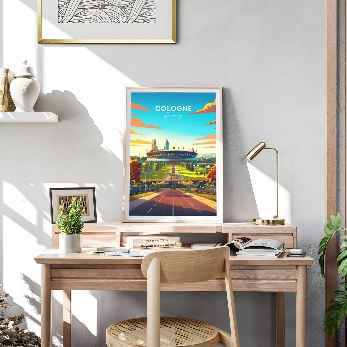 Cologne Sunny Stadium Grand Avenue Evening Germany Travel Poster - Image 4