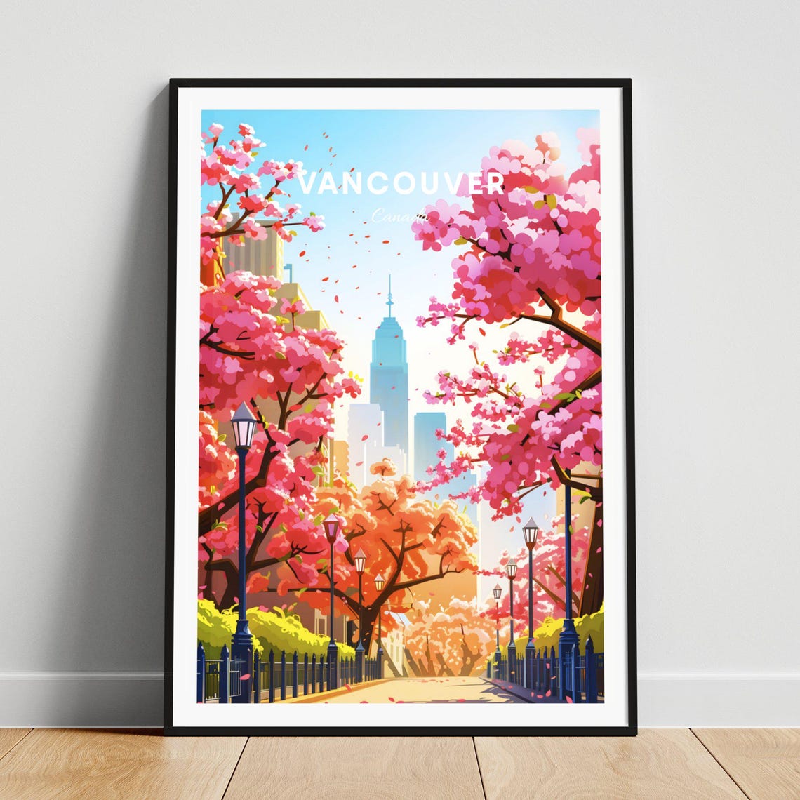 Vancouver Canada Cherry Blossoms Lining the City Street Poster