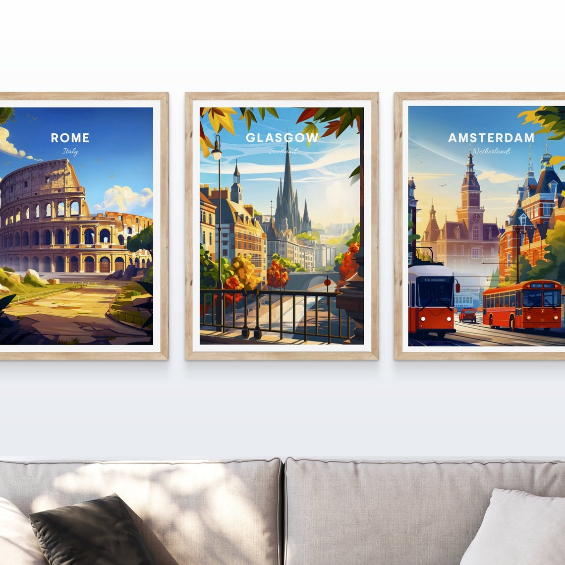 Glasgow Scotland Cathedral Spires Autumn Bridge View Travel Poster - Image 4