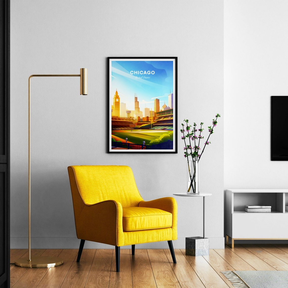 Chicago Illinois Baseball Stadium Skyline Game Day Travel Art Poster - Image 3