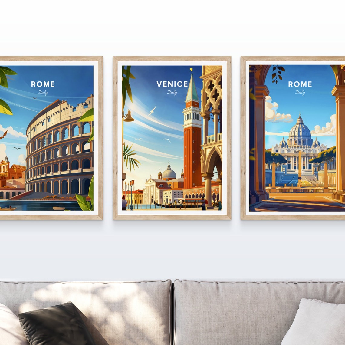 Venice Italy Grand Canal Gondolas Bell Tower Waterfront Travel Poster - Image 3