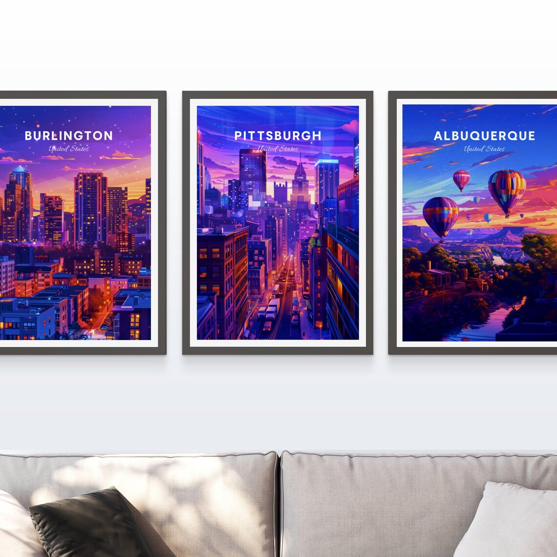 Pittsburgh United States Neon Night City Street Lights Poster - Image 3