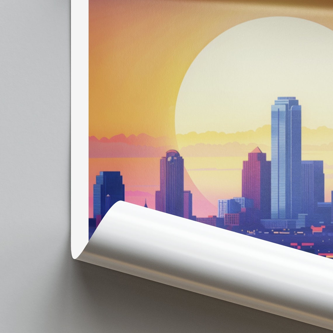 Oklahoma Sunset Skyline River Bridge Orange Sky Glow Travel Poster - Image 2