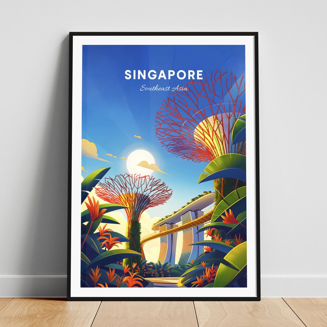 Singapore Southeast Asia Supertree Grove Gardens Travel Poster