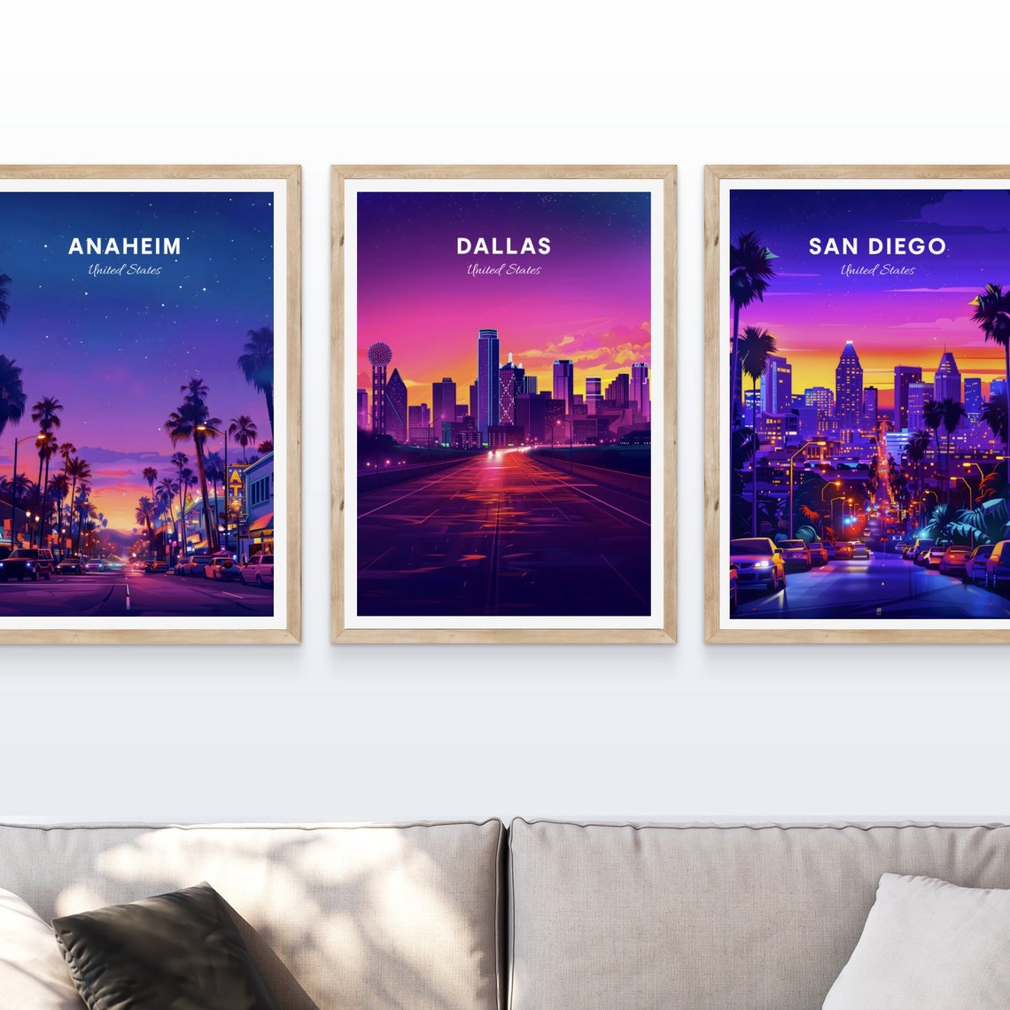 Dallas Sunset Skyline with Reunion Tower Over Freeway Poster - Image 4