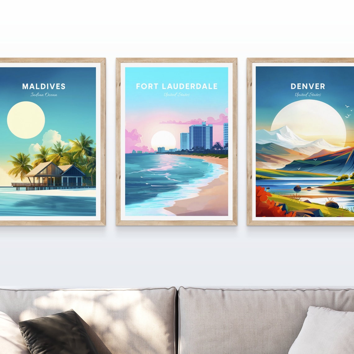 Fort Lauderdale Florida Beach Sunrise Turquoise Waves Travel Poster - Image 4