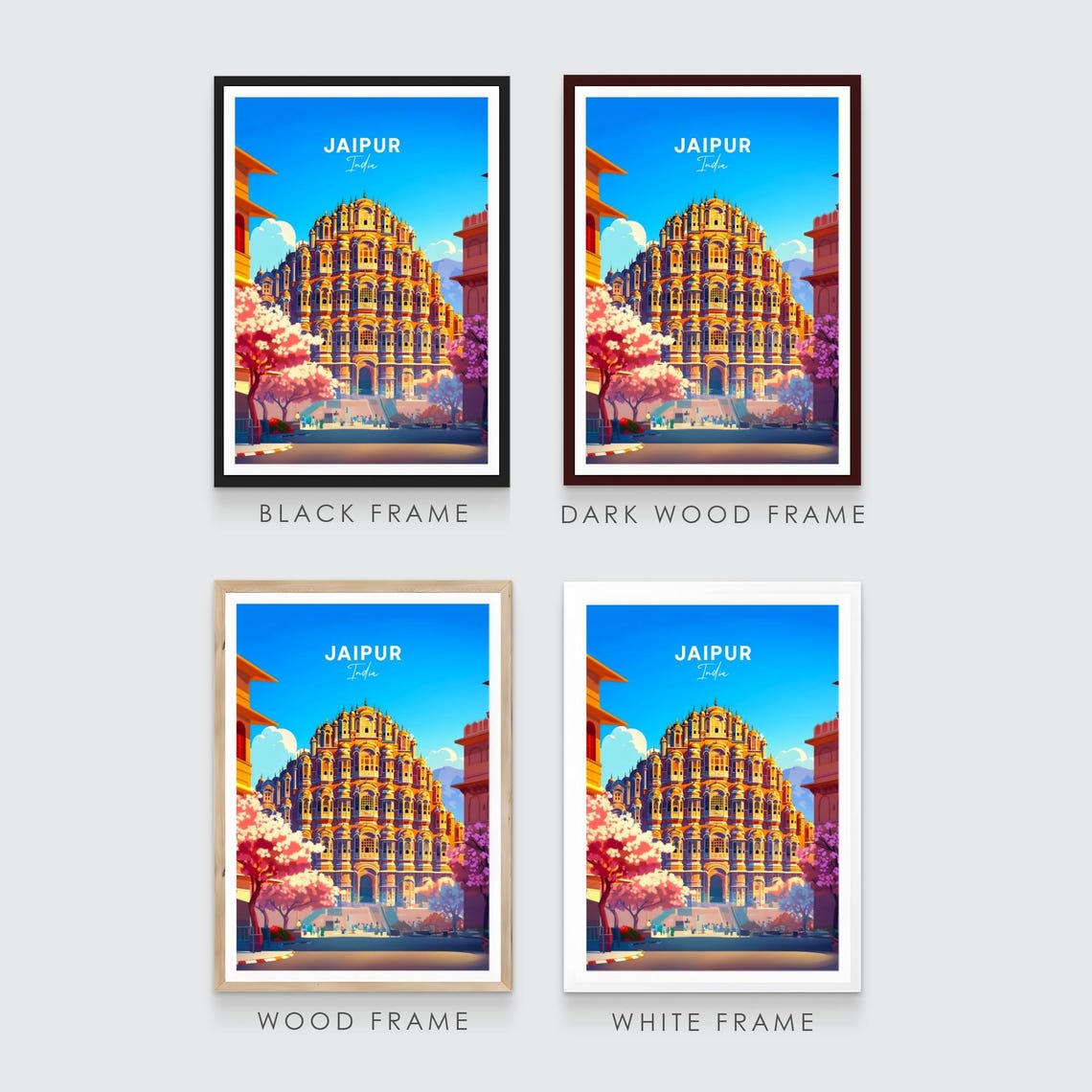Jaipur India Hawa Mahal Palace Of Winds Facade Travel Poster - Image 3