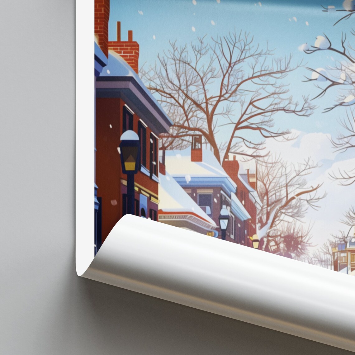 Richmond Snowy Winter Residential Street Holiday Travel Poster - Image 2