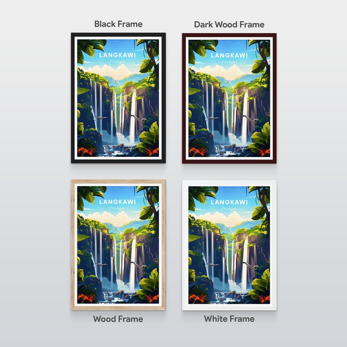 Langkawi Malaysia Tropical Rainforest Waterfall Cascade Poster - Image 2