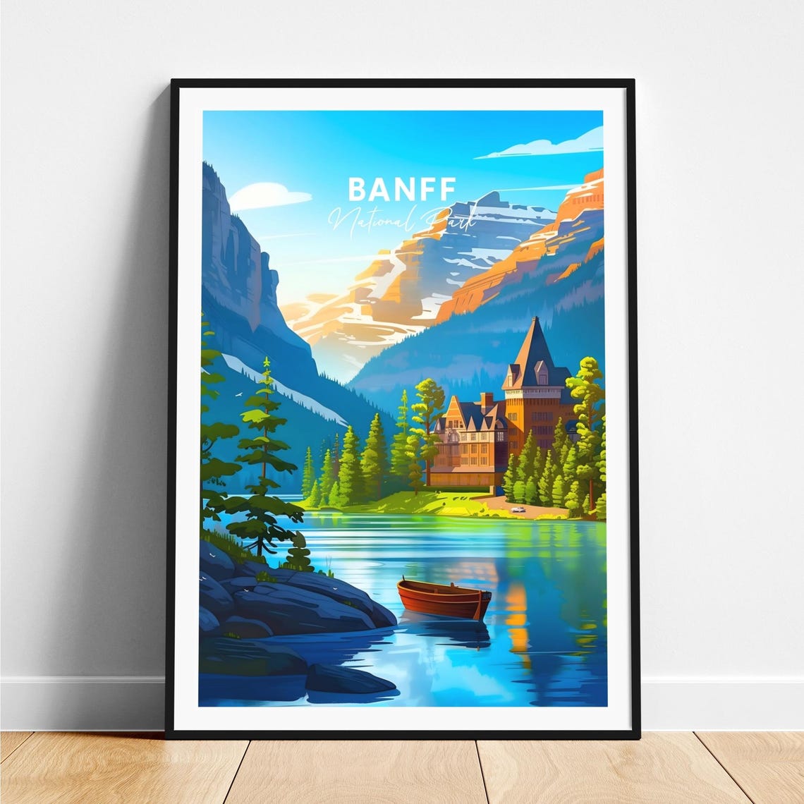 Banff National Park Alberta Lake Canoe Mountain Lodge Poster