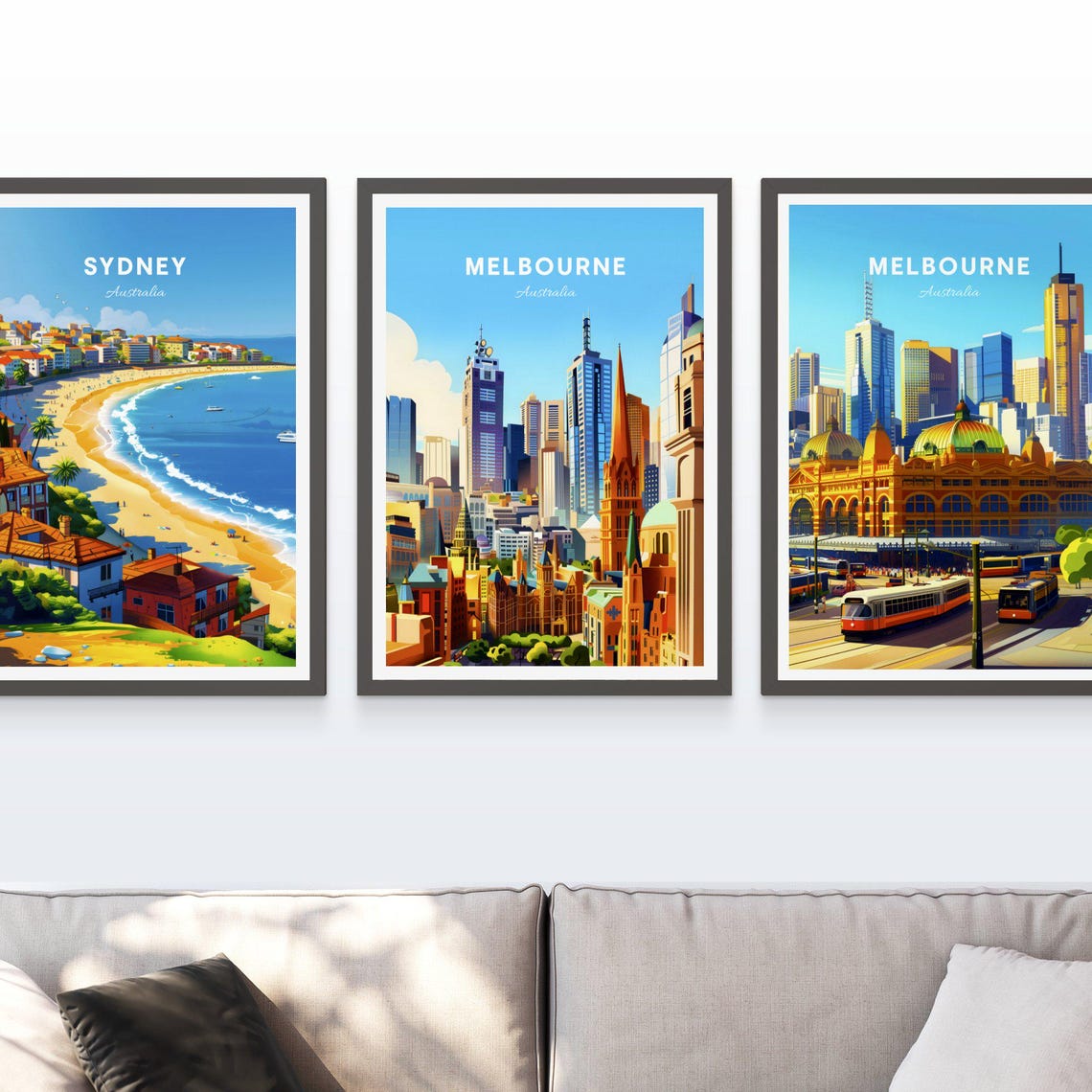 Melbourne Australia City Skyline with Historic Spires Travel Poster - Image 3