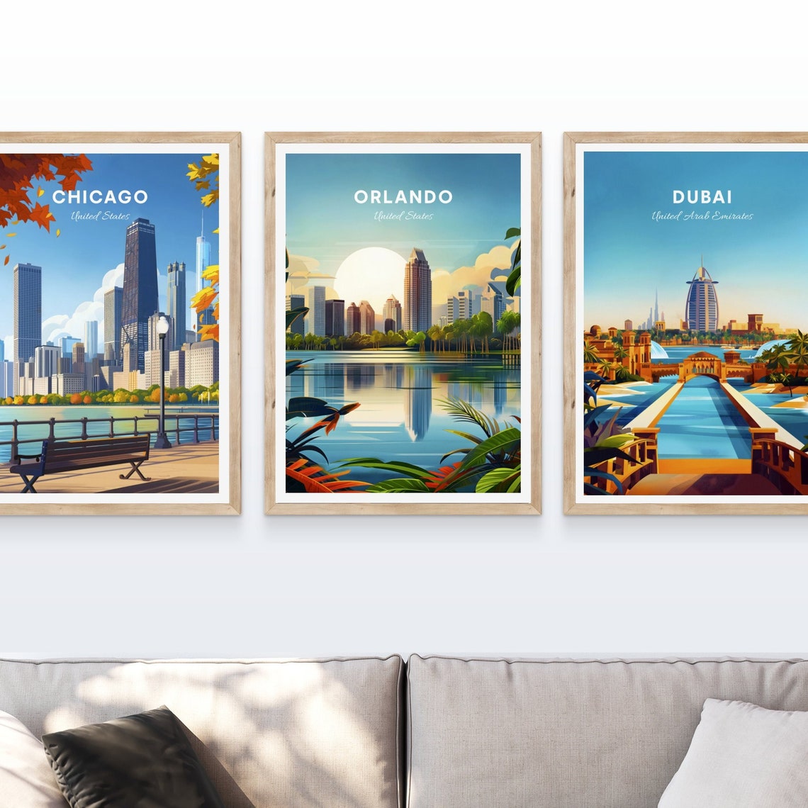 Orlando Florida Downtown Skyline Lake Reflection Vintage Travel Poster - Image 4