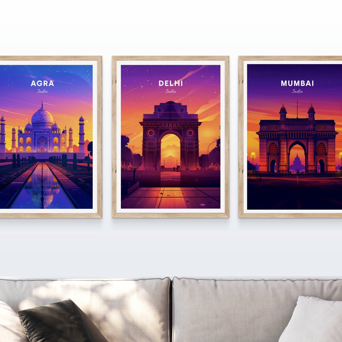 Delhi India Gate Dusk Starry Sky War Memorial Arch Travel Poster - Image 4