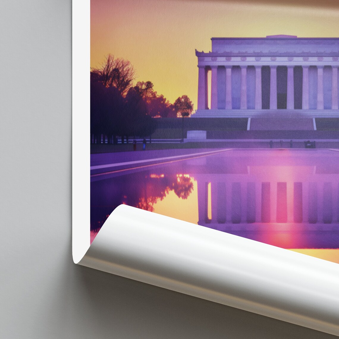 Lincoln United States Memorial Colonnade Sunset Reflection Poster - Image 2