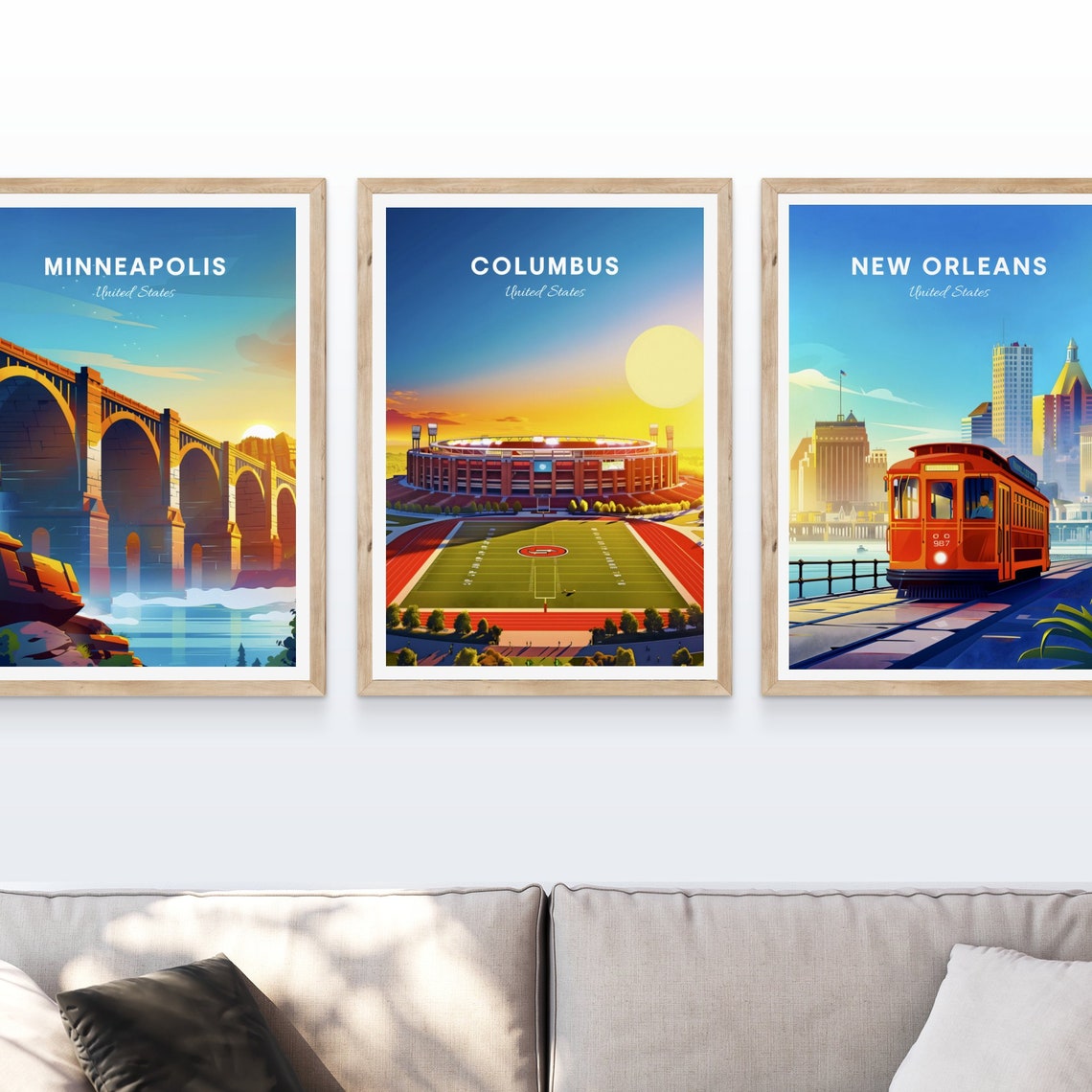 Columbus Ohio Football Stadium Sunset Game Day Travel Poster - Image 4