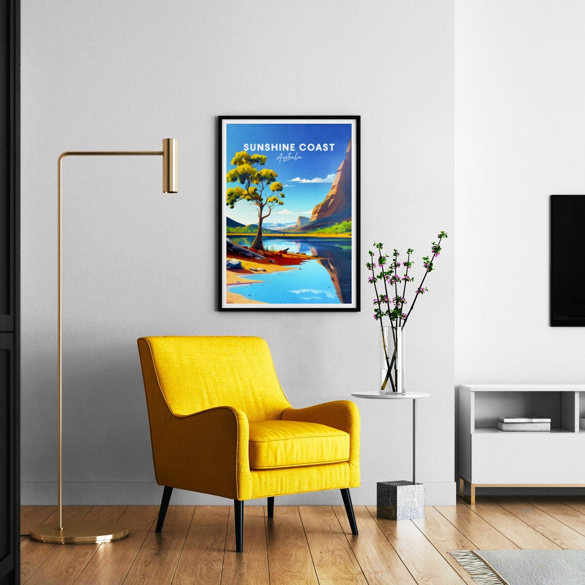 Sunshine Coast Australia Calm Blue Lagoon Cliffs Nature Poster - Image 2