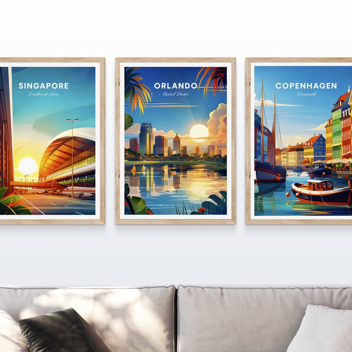 Orlando Downtown Skyline Sunset Lake Reflection Vintage Travel Poster - Image 4