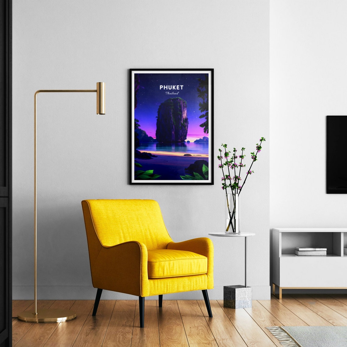 Phuket Thailand Moonlit Starry Night Karst Beach Twilight Poster - Image 3