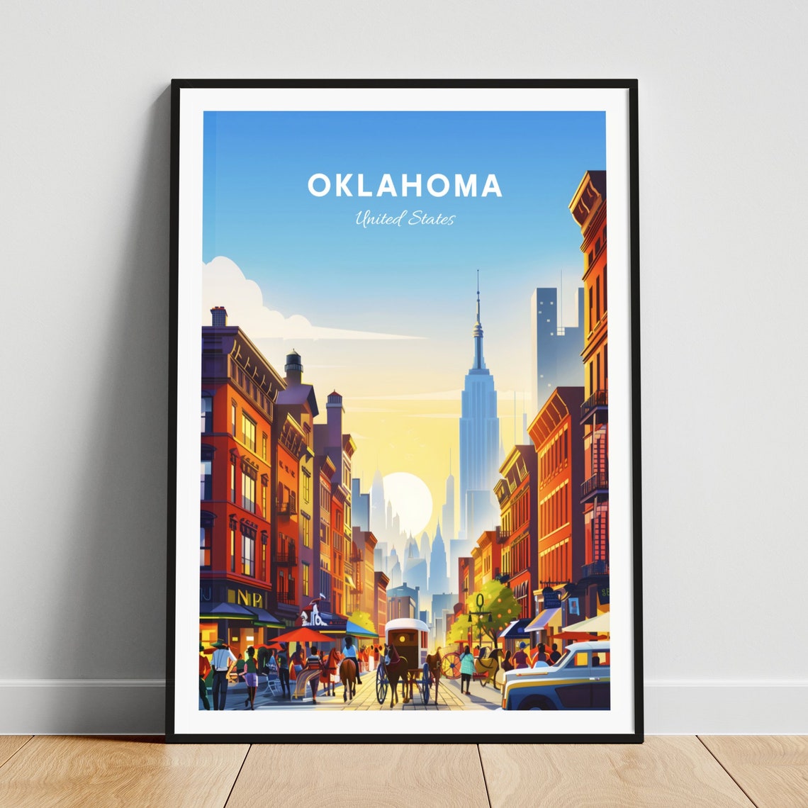 Oklahoma United States Empire State Building Street Sunset Poster