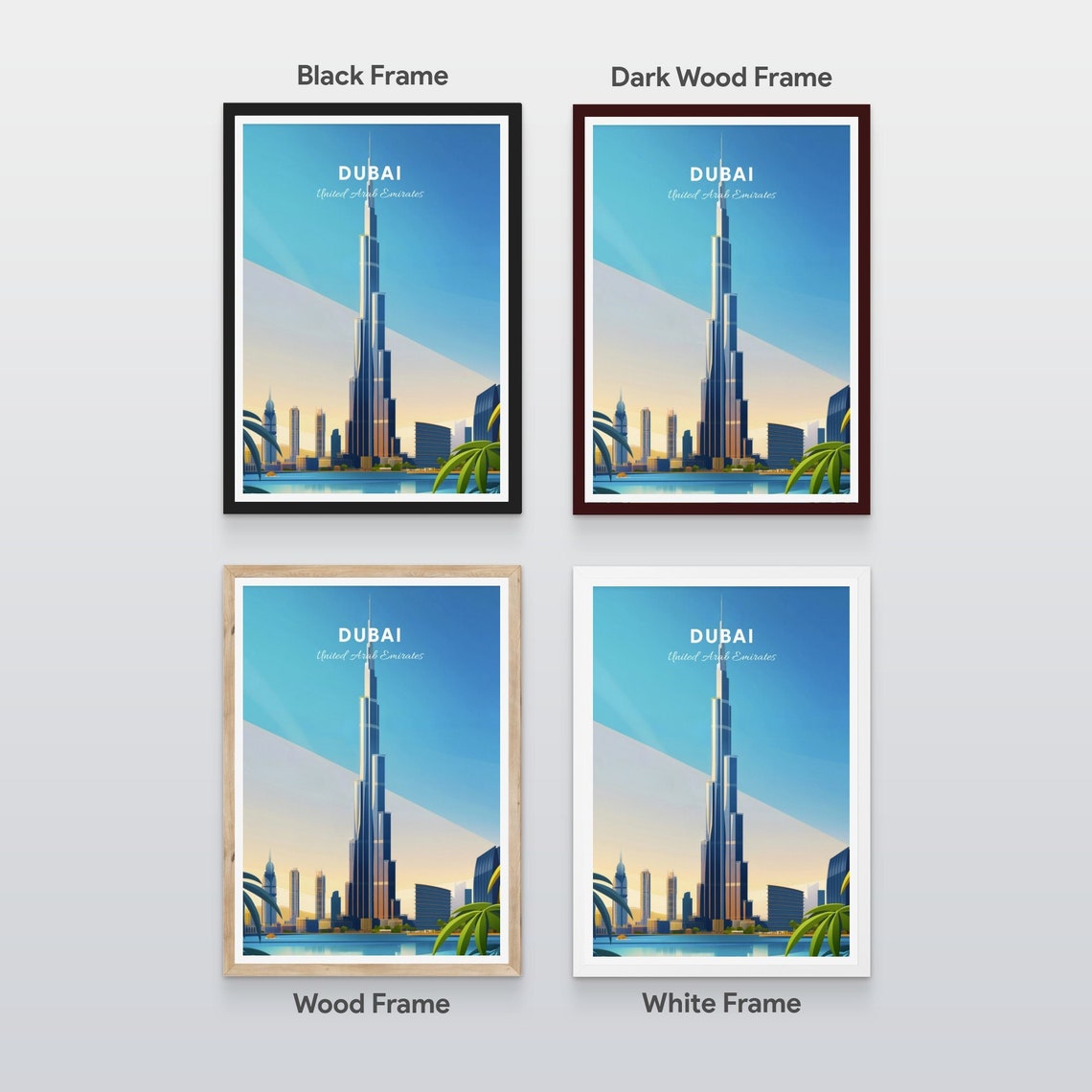Dubai United Arab Emirates Burj Khalifa Daytime Skyline Travel Poster - Image 2