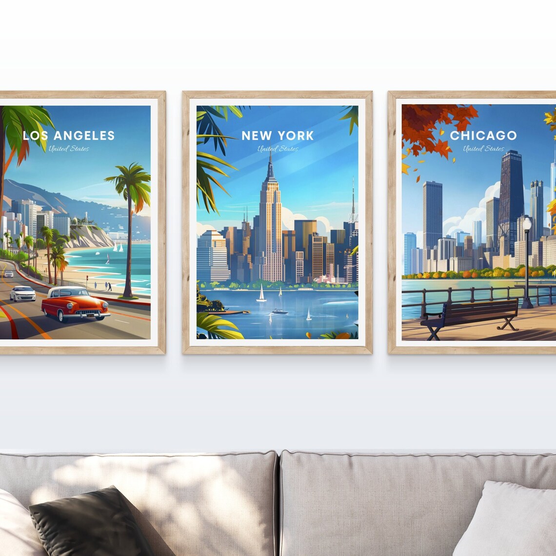 New York City Empire State Building Harbor Sailboat Skyline Poster - Image 3