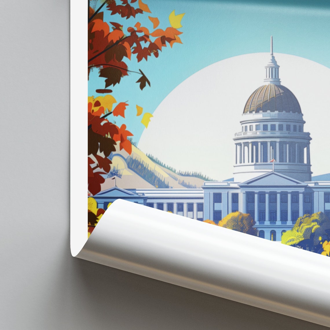 Boise Idaho State Capitol Building Autumn View Travel Poster - Image 2