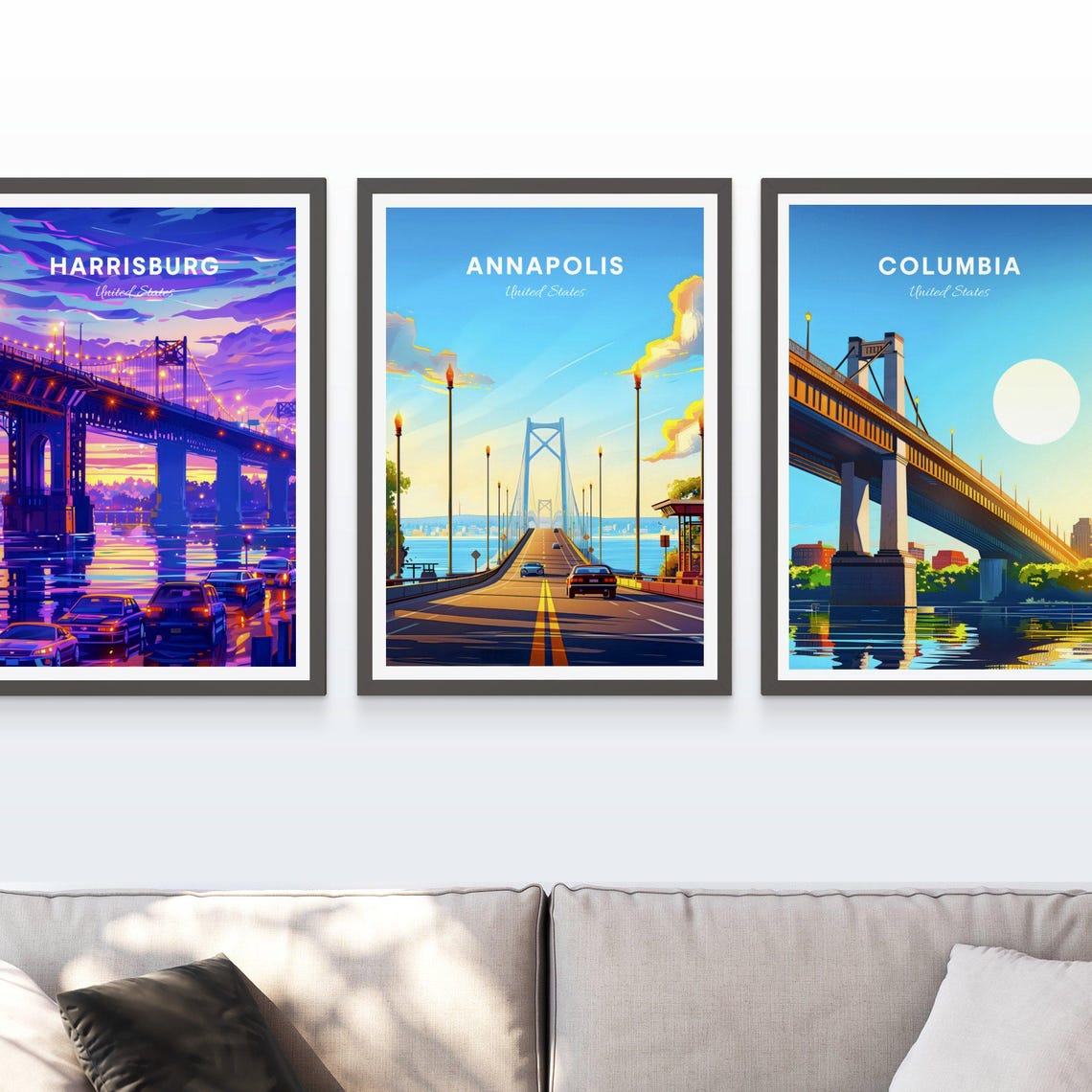 Annapolis Long Bay Bridge Sunset Drive Over Water Travel Poster - Image 3