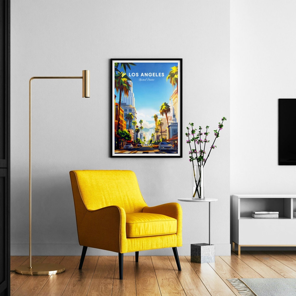 Los Angeles California Downtown Palm Trees Street Art Poster - Image 2