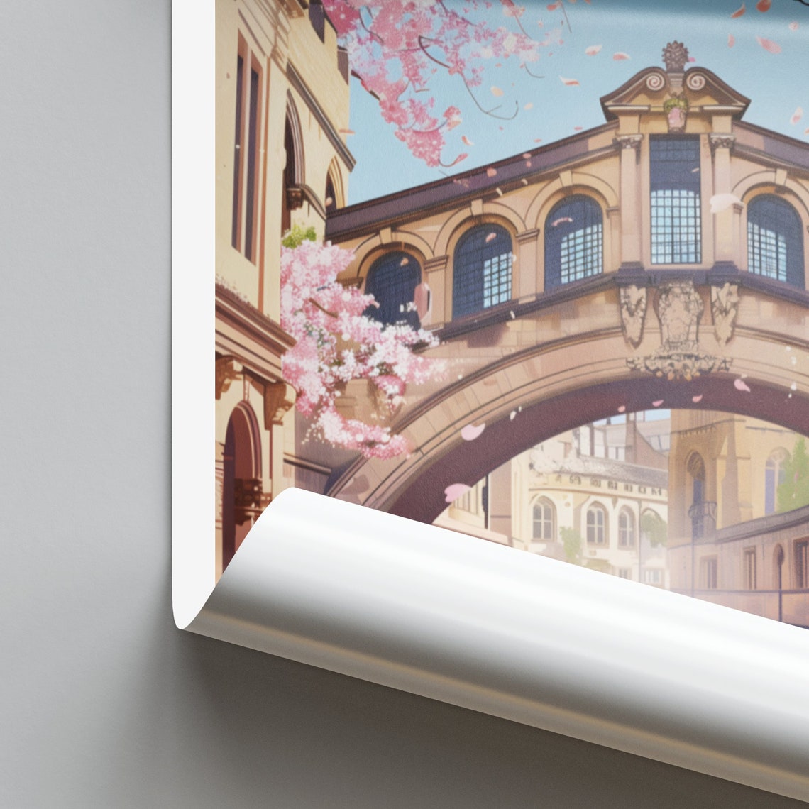 Oxford England University Bridge Of Sighs Spring Travel Poster - Image 2