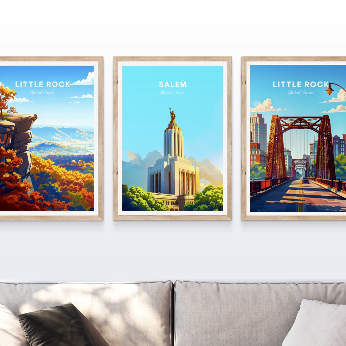 Salem Oregon State Capitol Golden Statue Sky Travel Art Poster - Image 4