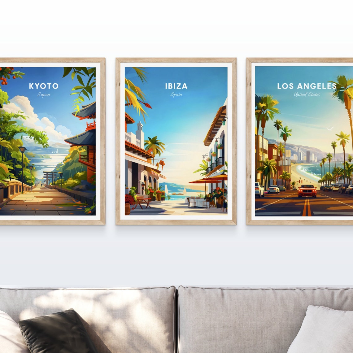 Ibiza Spain Sunny Old Town Street Cafe Sea View Charming Poster - Image 4