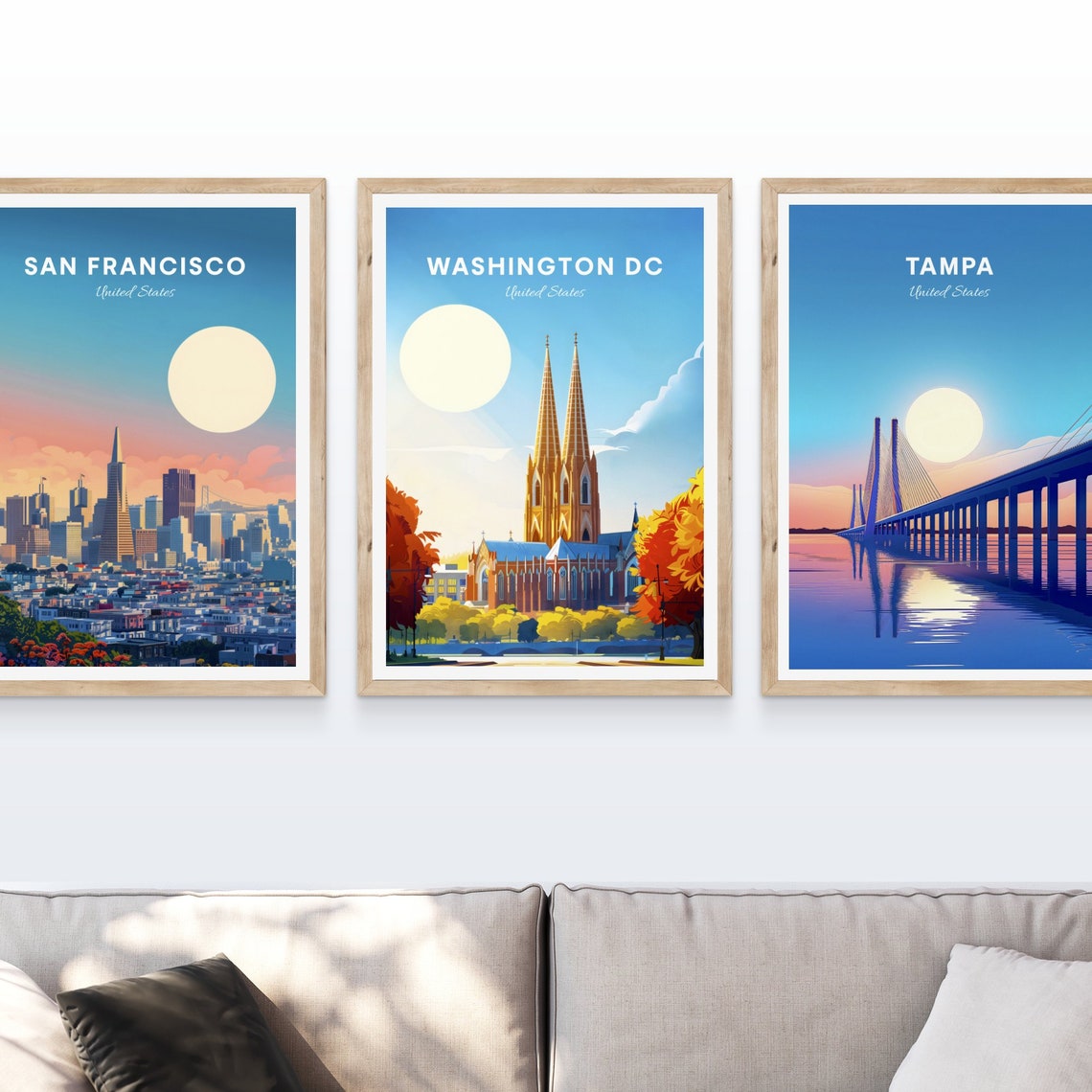 Washington DC Gothic Cathedral Twin Spires Autumn Travel Poster - Image 4