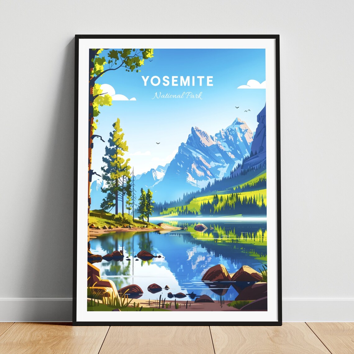 Yosemite National Park Sunrise Lake Mirror Reflection Travel Poster