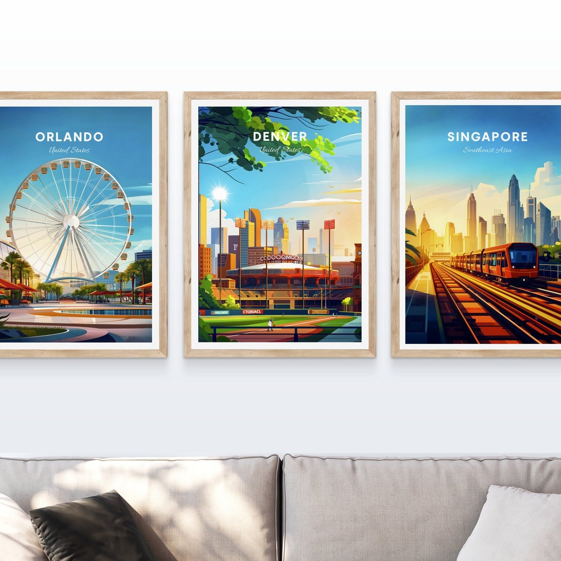 Denver Colorado Baseball Stadium Daytime Skyline Sports Travel Poster - Image 4