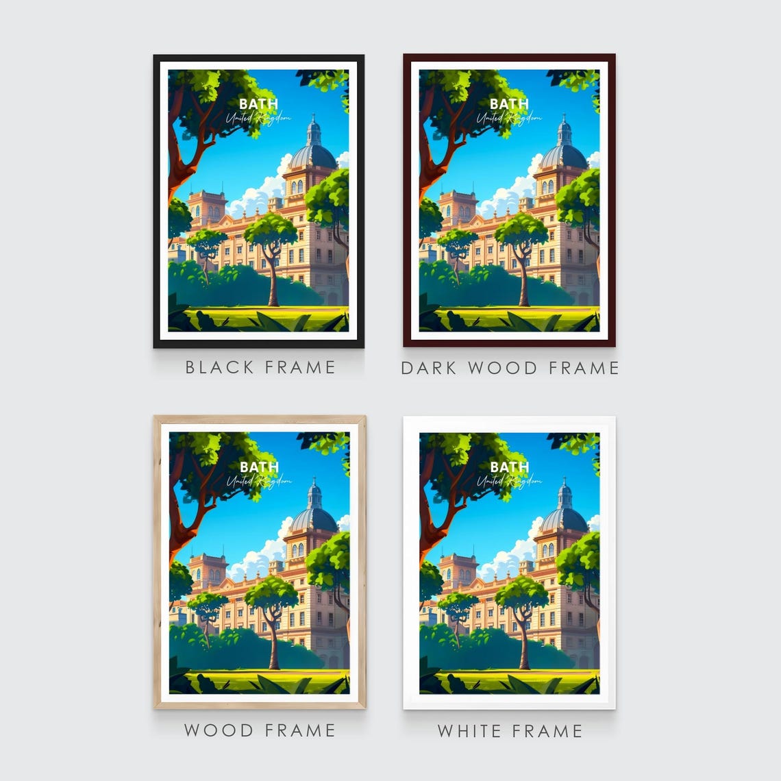 Bath England Georgian Architecture Gardens Trees Travel Poster - Image 3