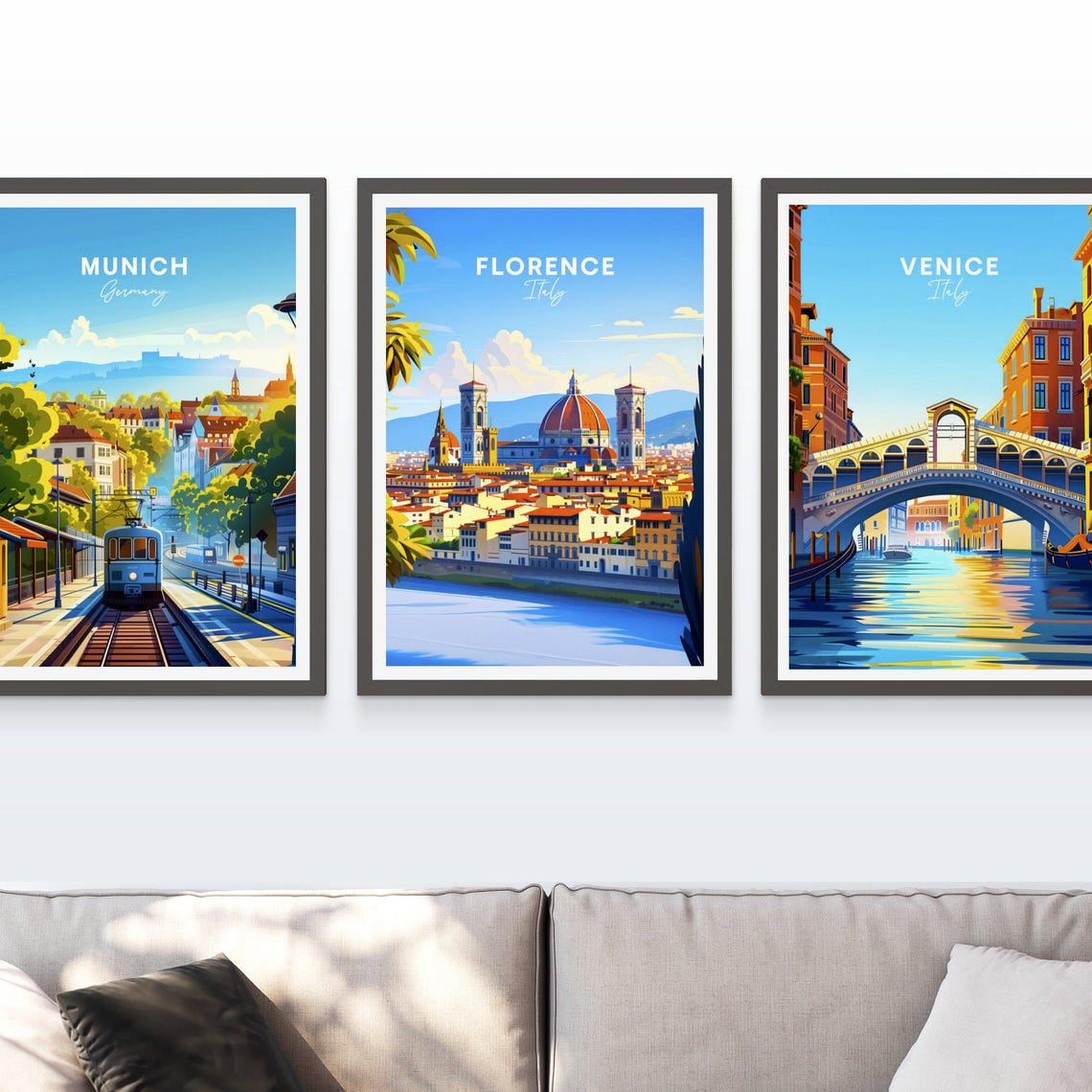 Florence Italy Duomo Dome and Bell Tower River View Travel Poster - Image 3