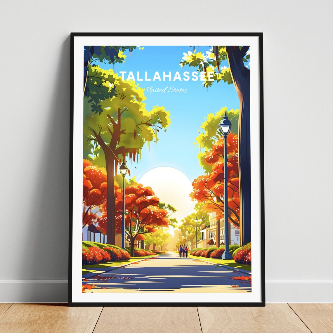 Tallahassee Florida Tree Lined Park Avenue With Lamp Posts Poster