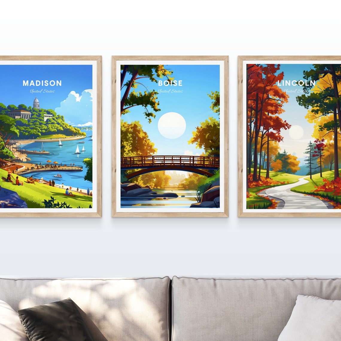 Boise Idaho River Bridge Park Sunshine Nature Day Travel Poster - Image 4