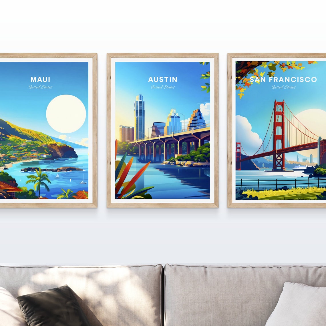 Austin Texas Downtown Skyline Bridge River Evening Travel Poster - Image 4
