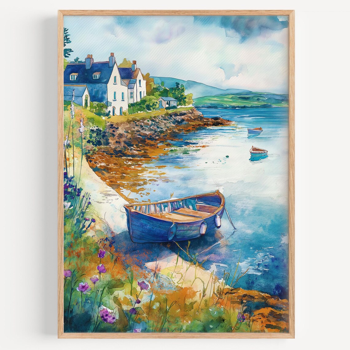 West Cork Watercolor Painting Travel Poster, Ireland