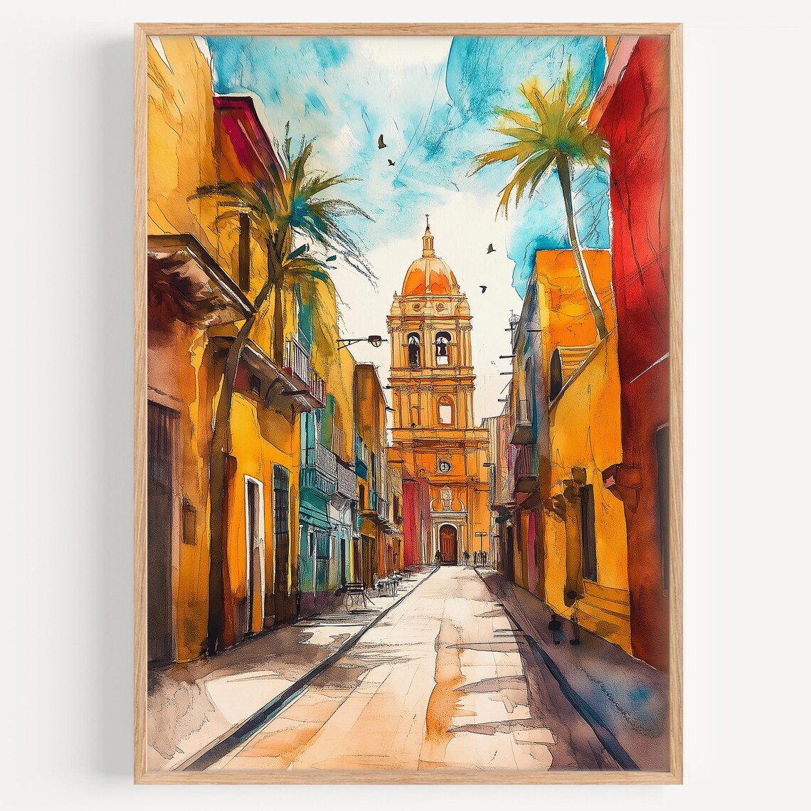 Lima Watercolor Travel Poster, Peru Home Decor