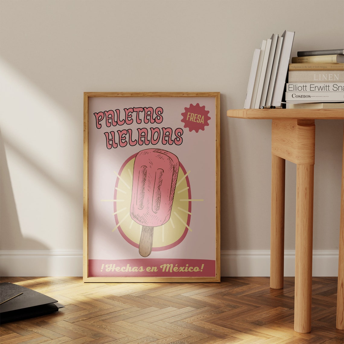 Paletas Heladas Fresa Retro Mexican Popsicle Kitchen Decor Poster - Image 3